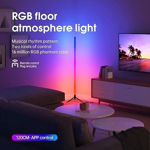 RELIKORE 360° Vectra LED Floor Ambient Lamp | 60 LEDs | iOS & Android App Control | IR Remote & Button Control | USB Powered 5V | Mood Lighting for Bedroom, Gaming, & Home Decor
