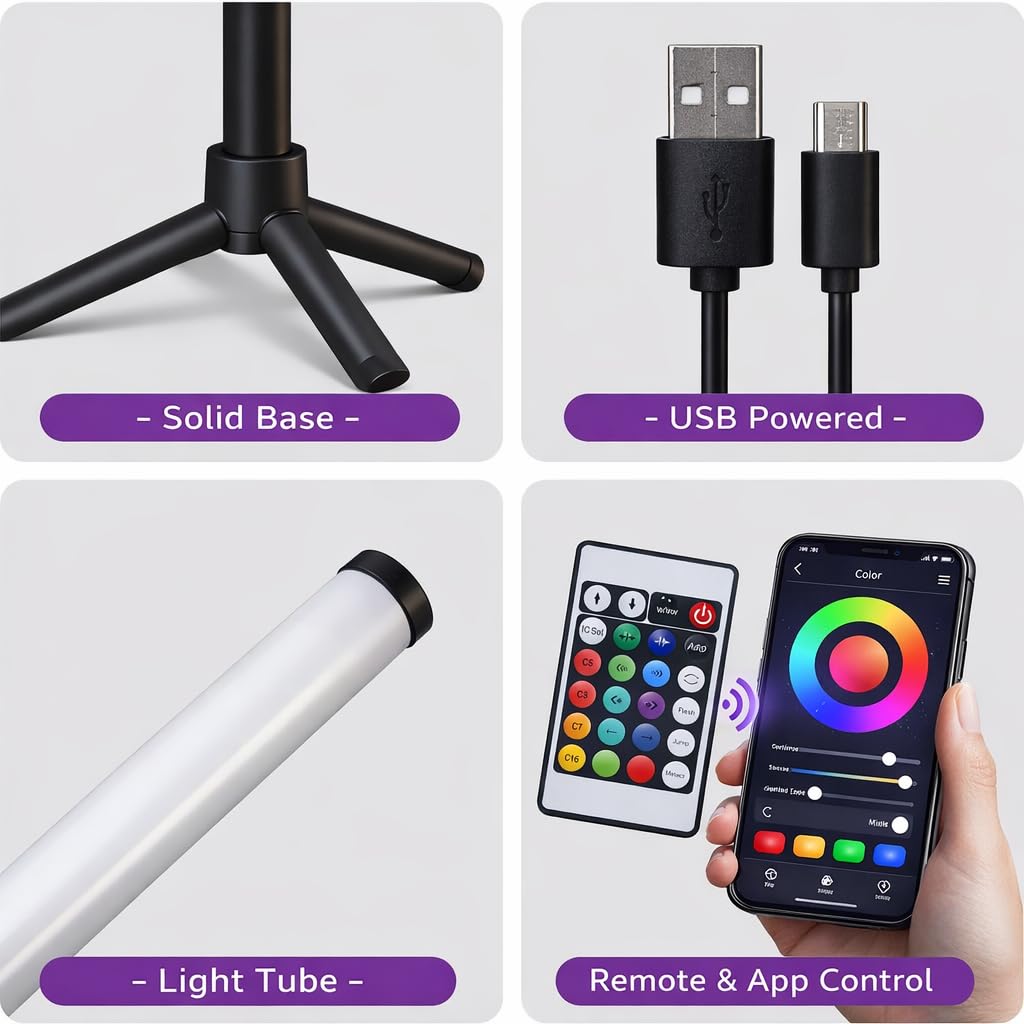 RELIKORE 360° Vectra LED Floor Ambient Lamp | 60 LEDs | iOS & Android App Control | IR Remote & Button Control | USB Powered 5V | Mood Lighting for Bedroom, Gaming, & Home Decor