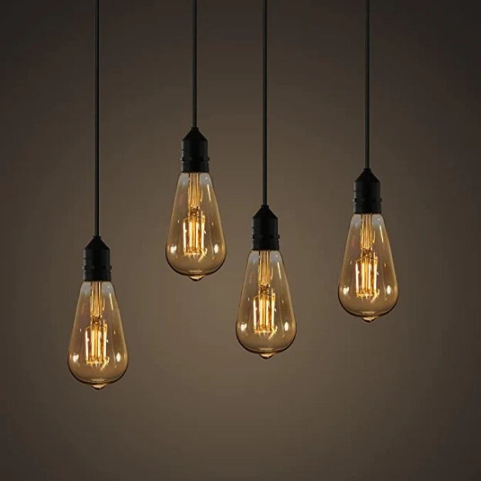 Ceiling Hanging Pendant Light with E27 Bulb Holder | With A60 Filament Bulb  |  Pack Of 02